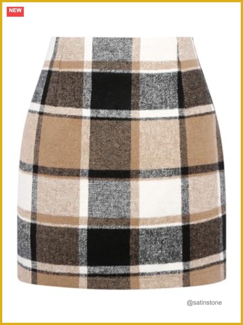 Wool Plaid High Waist Pencil Mini Skirt Women Fall Winter Bodycon Zipper